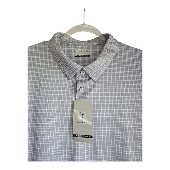 PGA Tour NWT Mens XXL Golf Polo Shirt Plaid Performance Moisture-Wicking UPF 50 - Picture 3 of 13